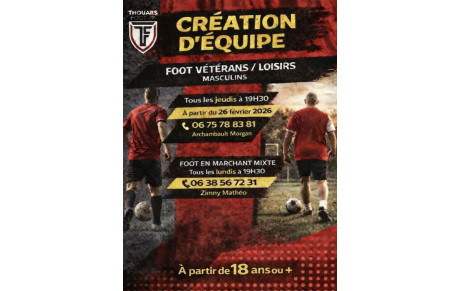 Création de nouvelles équipes Vétérans et Foot loisirs