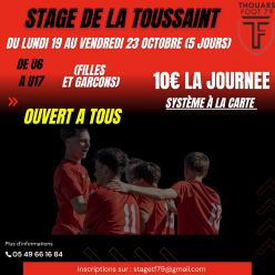 STAGE DE LA TOUSSAINT 2026, LES INSCRIPTIONS SONT OUVERTES